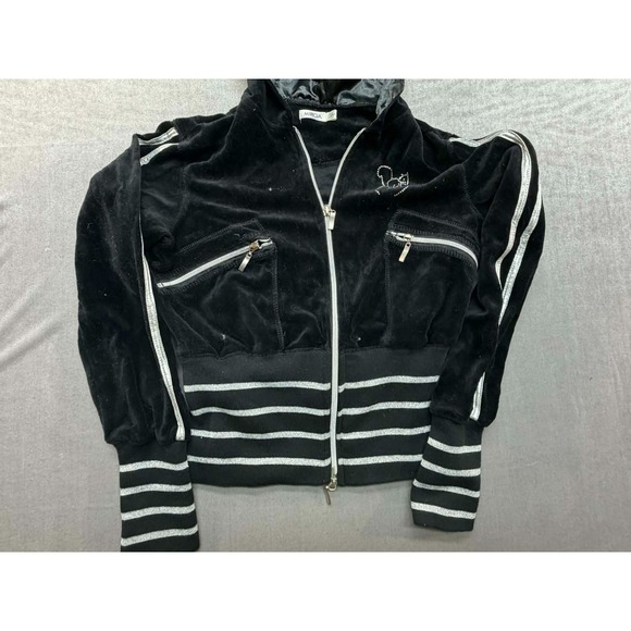 Miroa Women Black JAcket Zip Up Size Medium Algodon Cotton Squirrel Jewels - Picture 7 of 13